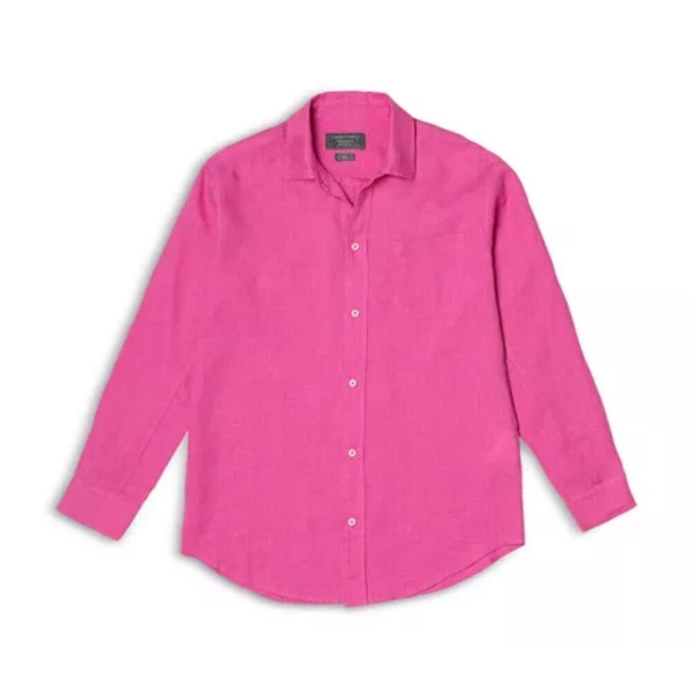 Desmond & Dempsey NWT Linen Lounge Shirt Cerise Pink Medium